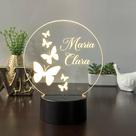 Luminaria em acrilico de led infantil personalizada com nome tema borboletas 7 cores decorativo mesa ou escrivania