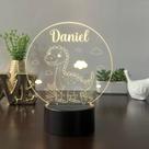 Luminaria em acrilico de led infantil personalizada com nome tema dinossauro 7 cores decorativa mesa ou escrivania