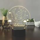Luminaria em acrilico de led infantil personalizada com nome tema elefantinho 7 cores decorativa mesa ou escrivania