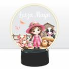 Luminaria em acrilico de led infantil personalizada com nome tema fazendinha colorido decorativa mesa ou escrivania