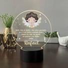 Luminaria em acrilico de led infantil personalizada com nome tema oração colorido decorativa mesa ou escrivania