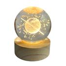 Luminária em Vidro Saturno com Base em Madeira USB