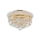 Luminária embutida dourada CWI Lighting Crystal de 14" para quartos, salas de estar, vestiários, corredores e saguões, 4 luzes com base de lâmpada E12