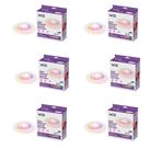 Luminária embutida LED inteligente WiZ Connected, colorida, pacote com 6 polegadas
