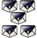 Luminária Energia Solar Kit 5 Unidades Parede 100 Led Sensor Presença 3 Funções Lampada Luz