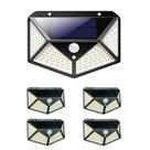 Luminária Energia Solar Kit Com 5 Unidades Parede 100 Led Sensor Presença 3 Funções Lampada