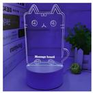 Luminária Formato Gato 3d Acrilíca Anotações + Caneta Cúpula Transparente Estrutura Branco 5v