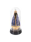 Luminária Imagem Nossa Senhora Aparecida Padroeira Do Brasil com Redoma Led Branco Quente Grande 19 cm Perolada Azul