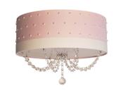 Luminária Infantil 40x15 Quarto Menina Pérolas Com Cristal Rosa