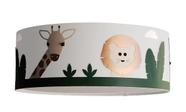 Luminária Infantil Plafon Safari Cúpula Tecido Branco 40x15