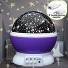 Luminária Infantil Projetor Abajur Criança Estrelas Roxo CBRN10691
