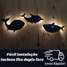 Luminária kit fundo do mar led abajur decorativo tubarão baleia e golfinho