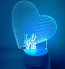 Luminária Led 3D Coração Love Presente Criativo Namorada Mãe