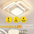 Luminária LED com Iluminação Central Plafon Sobrepor Estrutura Branca Elegante 26W Duplo Tom de Luz