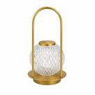 Luminária LED Decorativa Recarregável Touch Cristal Dourada Sem Fio com 3 Níveis de Brilho USB para Sala Quarto e Mesa