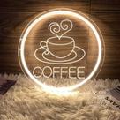 Luminária LED Neon Coffee Personalizada 30cm - Decoração Cafeteria Bar Cozinha - Acrílico Espelhado Luminária LED Neon Coffee Personalizada 30cm - Decoração Cafeteria Bar Cozinha - Acrílico Espelhado