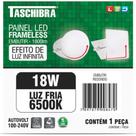 Luminaria Led Plafon Taschibra Frameless Borda Infinita Embutir Redondo 18W 6500K 12Cm