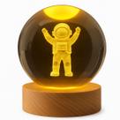 Luminária Led USB Globo De Vidro Com Base de Bambu Efeito 3D Escolha o Modelo