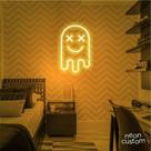 luminaria letreiro Neon Led Fantasma 80x50 luminoso decoração p/ selfie