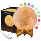 Luminária Lua Cheia 3D 16 Cores Led Rgb Grande 15cm Abajur Usb