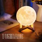 Luminária Lua Cheia 3D LED com Base Luz Noturna Abajur para Quarto, Sala ou Presente Luminária Lua Cheia 3D LED com Base Luz Noturna Abajur para Quarto, Sala ou Presente