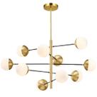 Luminária Lustre 10 Globos 85x72cm Jabuticaba Sputnik Dourada Metal Teto Gimpo KJDD-E-558-GOLD-120CM