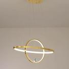 Luminaria Lustre 2 Aneis Arco Planeta Luxo Diamante Infinito Sala Quarto Decoraçao Design Moderno Casa Restaurante Recepçao Loja Iluminaçao