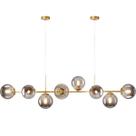 Luminária Lustre 8 Globos 128cm x 118cm Jabuticaba Pendente Teto Gimpo KJDD-E-544-GOLD-Smoky-8