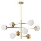 Luminária Lustre 8 Globos 87x75cm Jabuticaba Sputnik Dourada Metal Teto Gimpo KJDD-E-558-GOLD-8