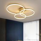 Luminaria Lustre de Teto LED 45w Pendente Anéis 3 Cores em 1 para Sala Circles Dourado Luminaria Lustre de Teto LED 45w Pendente Anéis 3 Cores em 1 para Sala Circles Dourado