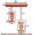 Luminária Lustre Pendente 2 Lampião 4 Peças 110/220 V