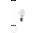 Luminária Lustre Pendente 215cm Jabuticaba Globo Vidro 15cm Teto Gimpo PJ15 + Lâmpada 9W