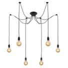 Luminária Lustre Pendente Aranha Preto Thomas Edison Para 6 Lâmpadas Luxo Moderno INL82
