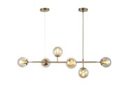 Luminária Lustre Pendente Jabuticaba Jabuti Dourado com 6 Bolas Globos Esféras Âmbar Moderno Luxo Inl85