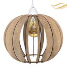 Luminária Lustre Pendente Madeira Sala Jantar Cozinha Balcão 15H Crú/Fio Branco