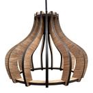 Luminária Lustre Pendente Madeira Sala Quarto Cozinha Balcão Moscou 15H Marrom