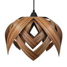 Luminária Lustre Pendente Madeira Teto Sala Cozinha Flor de Lótus Cor Pau Ferro