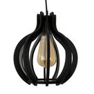 Luminária Lustre Pendente Madeira Teto Sala Quarto Cozinha Balcão Pequim Preto