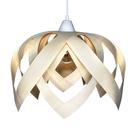 Luminária Lustre Pendente Madeira Teto Sala Quarto Cozinha Flor de Lótus Marfim