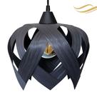 Luminária Lustre Pendente Madeira Teto Sala Quarto Cozinha Lúpulo P Preto