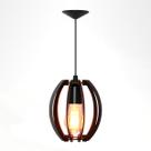 Luminária Lustre Pendente Madeira Vazado Aletado MDF Rustico Redondo Pequeno Soquete E27 15x17cm Sala Jantar Quarto Cozinha Bancada Gourmet