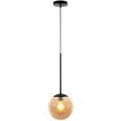 Luminária Lustre Pendente Orby Preto Vidro Bola Âmbar Moderno Luxo Sala Quarto Cabeceira Escritório Inl87 Luminária Lustre Pendente Orby Preto Vidro Bola Âmbar Moderno Luxo Sala Quarto Cabeceira Escritório Inl87