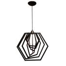 Luminária Lustre Pendente Sala Cozinha Mesa Jantar Moderno Hexágono Grande Preto