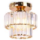 Luminária Lustre Teto 20x15cm 30 Cristais Metal Dourado 2 Andares Plafon Gimpo KJGD-020-GOLD