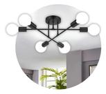 Luminaria lustre teto pendente sala preta 6 soquetes