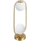 Luminária Mesa Abajur 43x20cm Jabuticaba 2 Globos Metálica Dourada KJTD-697-GOLD Gimpo