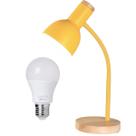Luminária Mesa Abajur 45cm Articulada Flexível Silicone KJTD-688 + 1 Lâmpada 9 Watts LED Bivolt