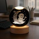 Luminária Mesa Bola De Cristal Astronauta 3d Decoração Criança Astro Astronauta na Lua Estrelas
