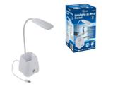 Luminária Mesa Flexível Led com Botão Touch e Porta Lápis