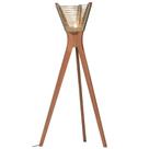 Luminária Moza Ozki 145 cm (Altura) Madeira Eucalipto Amêndoa Corda Redonda Prata
